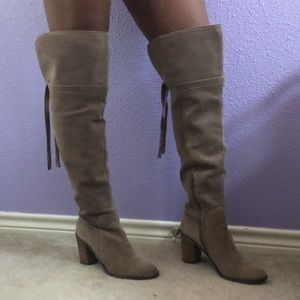 Franco Sarto Tan Suede Knee High Boots